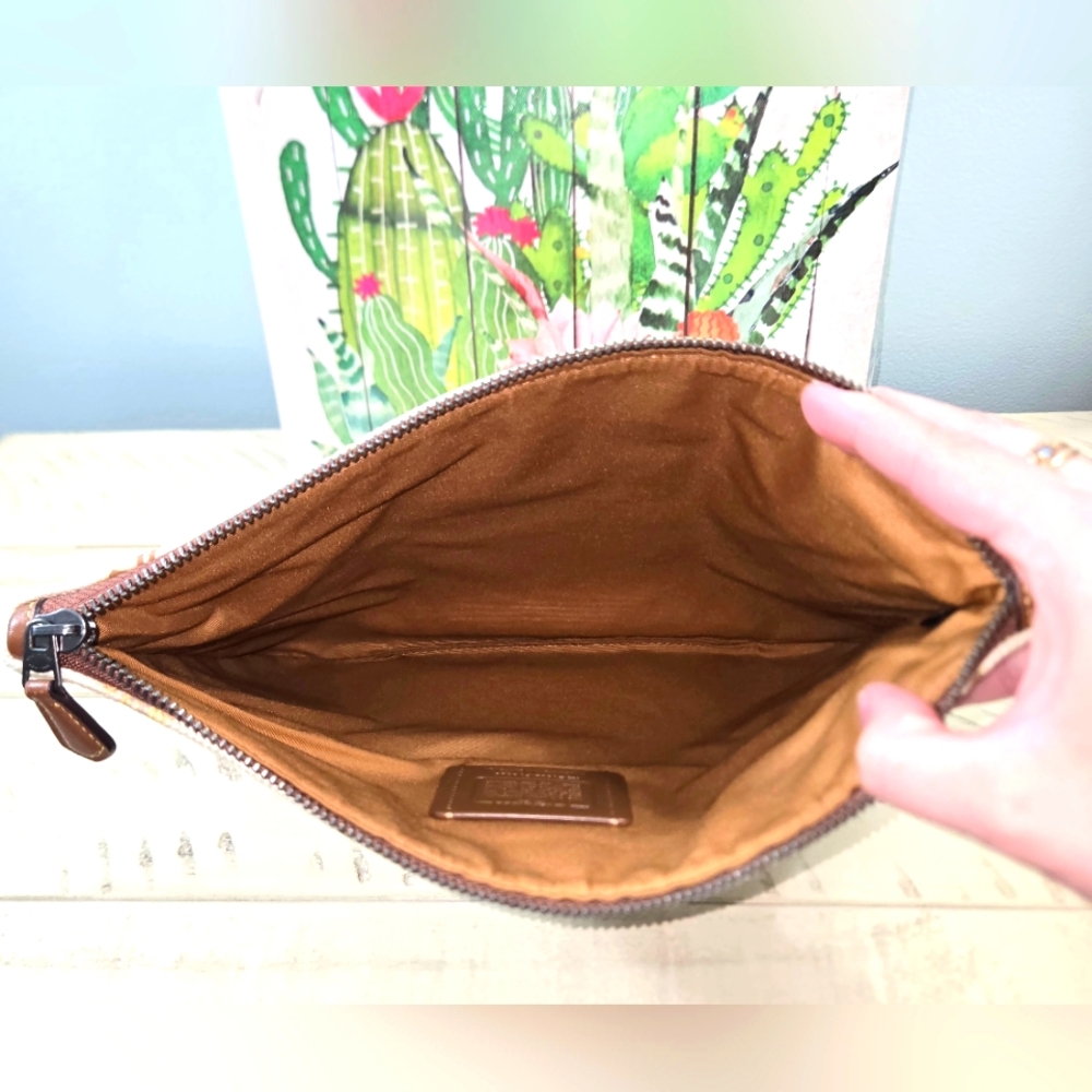 Coach Orange and Brown Clutch - Picture 13 of 14